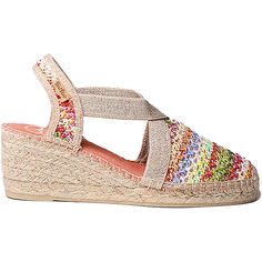 This women's espadrille is made from multicoloured raffia. The jute wedge has a total height of 6 cm, of which 4 cm is part of the heel and 2 cm of the platform. The base of the sole is made of non-slip rubber. The inner insole is lined with fabric. It has two elastic bands for a perfect fit to the foot. The fabric and sole are hand-stitched with cotton thread and have a reinforced toe. This product is 100% vegan. This model fits true to size; if you are between two, we recommend choosing the larger size. Multicolor Slip-on Sandals With Woven Sole, Multicolor Spring Slip-on Espadrilles, Mens Clogs, The Platform, Athletic Men, Womens Clogs, Mens Slippers, Model Fits, Mens Sandals