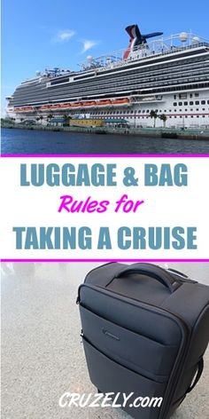 the cruise ship is docked and has luggage in front of it with text overlay that reads 12 things first - time cruises need to pack