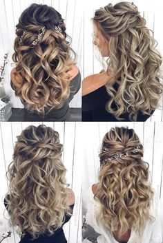 Long half up half down wedding hairstyles from mpobedinskaya Long Hair Wedding Styles Updo Bridesmaid, Mother Hairstyles For Wedding, Wedding Hairstyles Half Up Half Down Long, Partial Updos For Long Hair, Half Up Formal Hairstyles, Formal Half Up Hairstyles, Sophisticated Updo, Updo Wedding Hairstyles, Cool Haircuts For Girls