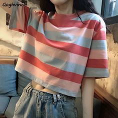 Stripe T Shirt, Striped Short, Rainbow, Yellow, Pink, Fabric, T Shirt