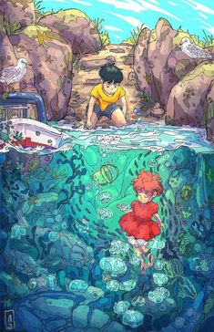 wallpaper desktop ponyo Ponyo Sosuke, Miyazaki Japan, Studio Ghibli Anime, Isao Takahata, Manga Poster, Studio Ghibli Films, Ghibli Anime, Wallpaper Backgrounds Dark, Backgrounds Dark