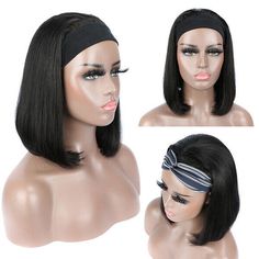 US STOCK New Headband Wigs Natural Wigs Black Short Wigs Synthetic Hair For Women Wear wigs Feature: 100% Brand New and High Quality! Material: High Temperature Fiber Item Type: Wig Texture: Natural Wave Product Weight: 310g Length：10 inch You can use the blower (cold air) or hair stick (better not high temperature) to change the style yourself You can cut or trim to the styles you like. Very stylish design with natural looking and soft touch. You can wear it to parties or for daily use. The siz Wigs Black, Wigs Synthetic, Hair For Women, Natural Wigs, Natural Waves, Headband Wigs, Short Wigs, Soft Hair, Hair Sticks