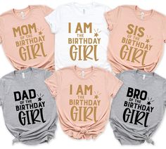 four shirts that say i am the birthday girl