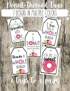 donut themed tags with the words i love you as much as i do