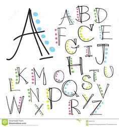 hand drawn alphabet with dots on white background stock photo - image 349784