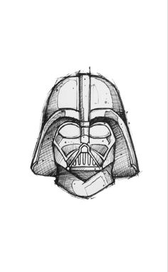 a drawing of darth vader's helmet