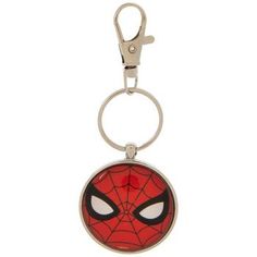 a spiderman keychain with a face on the front and bottom part of it