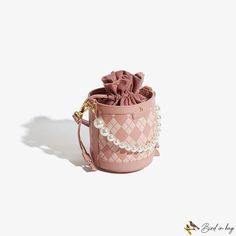 Bird in Bag - Popular rhombus spell color women's bag drawstring bucket bag new single shoulder crossbody bag pearl chain handbag Chain Handbag, Drawstring Bucket Bag, Street Trends, Pearl Chain, Bird In Bag, Olivia Mark, Drawstring Bag, Women's Bag, Stand Up