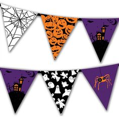 halloween buntings with pumpkins and ghostes on them