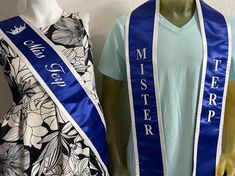 This listing includes  Woman Sash: shoulder Crown and year & Main Title  Male Sash: Right and left side personalization to be Max 12 letters each side. Your Choice of colors *Sash color *thread color *trim color Any logos are extra charge Gray Sash, Elegant Formal Sash With Satin Finish, White Embroidered Belt Sash For Party, Silver Embroidered Sash For Party, Blue Embroidered Sash, Women's Sash, Personalized Sash, Trim Color, Homecoming