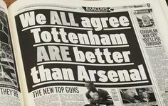 an open newspaper with the words we all agree totemhan are better than arsenal