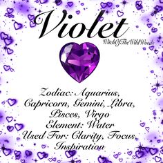 a purple heart with the words violet written in black on it and surrounded by hearts