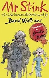 the book cover for mr stink by david walhams with an image of two children and