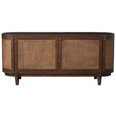 the sideboard is made out of wood and has two doors on one side, with a