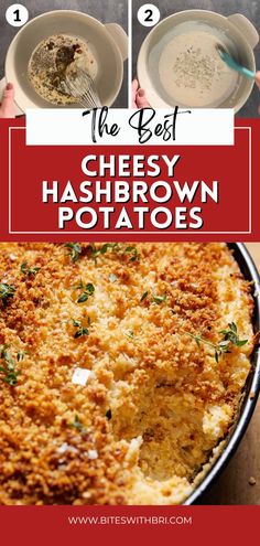 the best cheesy hashbrown potatoes recipe is in this roundup with text overlay