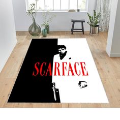 a rug with the words scarface on it