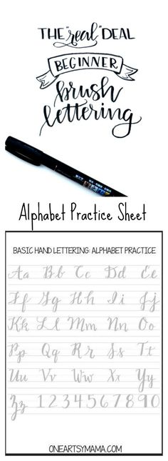 an alphabet practice sheet with the letters in cursive and handwritten, which are also