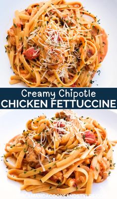 creamy chipotle chicken fettuccine with tomatoes and parmesan cheese