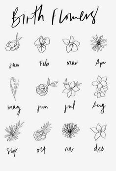 the words birth names are written in black ink on a white background with flowers and leaves