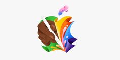 an apple logo with the colors of different colors and shapes on it's side