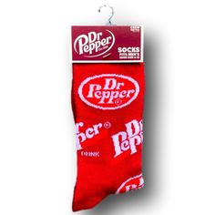 Funny Novelty Crew Socks. Dr. Pepper Retro Soda Logo Design. Red & White Colors. 97% Polyester, 3% Spandex. Brand New With Tags Attached. Great For Gifts Or Stocking Stuffers! Check Out My Closet For Many Other Funny Socks, Bundle Multiple Items For Better Discounts! Dr Pepper Socks, Dr Pepper Cup, Dr Pepper Jersey, Vintage Dr Pepper, Dr Pepper Phone Case, Funny Socks, Casual Socks, Men Shoes Size, Mens Fitness