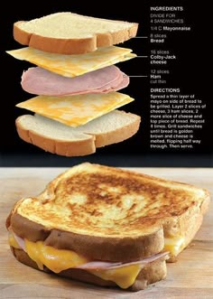 an image of a sandwich with different ingredients on it and instructions to make the sandwich