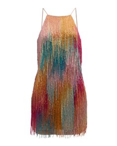 Liv Foster mini dress with beaded fringe Approx. 35"L from shoulders to hem Halter neckline Sleeveless Adjustable straps Hem falls above the knee A-line silhouette Invisible back zipper Polyester Spot clean Imported Beautiful Casual Dresses, Exotic Fashion, Kurta Designs Women, Halter Mini Dress, Beaded Fringe, Pretty Style, Kurta Designs, Designer Gowns, Halter Neckline