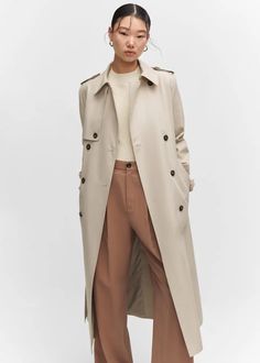 Waterproof double-breasted trench coat - Women | Mango USA Black Joggers Outfit, Jogger Outfit, Oversized Trench Coat, French Girl Style, Joggers Outfit, How To Look Rich, Classic Trench Coat, Double Breasted Trench Coat, Fall Capsule Wardrobe