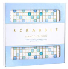 the scrabble game is in its box