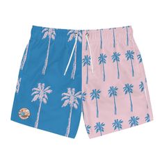 Nothing can swoosh down the summer heat like a dive into the sea - or into the nearest pool. These palm tree swim trunks are here to save the day. With vivid colors, these swim trunks help you conquer the summer season in custom style.  .: Material: 100% polyester .: Extra light fabric (3.54 oz/yd² (120 g/m .: Fast-dry fabric .: Mesh basket lining  .: Mesh-lined side pockets .: Printed care label inside .: Drawstring waist Hawaiian Swim Trunks For Poolside Vacation, Pink Beachwear Swim Trunks For Pool, Hawaiian Style Swim Trunks For Summer Surfing, Hawaiian Swim Trunks For Surfing In Summer, Beachwear Swim Trunks For Surfing, Hawaiian Style Swim Trunks For Surfing Vacation, Beachwear Swim Trunks For Surfing Vacation, Pink Swim Trunks For Beach Season Vacation, Hawaiian Swim Trunks For Surfing