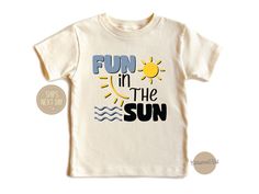 Get ready for some beachside fun with our Beach Kids Shirt collection! 🏖️☀️ Whether you're building sandcastles, splashing in the waves, or simply soaking up the sun, our Fun In The Sun Shirt is the perfect attire for your little ones. Designed with vibrant colors and cheerful prints, these Vacation Kids Shirts capture the essence of summer adventures. Made with soft and breathable fabric, our Summer Baby Shirts ensure comfort all day long, while our Travel Kids Shirts add a touch of wanderlust Fun Summer Cotton Tops For Activities, Summer Fun Playtime Shirt, Summer Funny Print T-shirt For Playtime, Fun Summer Playtime Shirt, Playful Tops For Beach Season Playtime, Funny Print Tops For Summer Playtime, Playful Summer Shirt For Playtime, White Tops For Ocean Activities In Summer, Summer Cotton T-shirt For Ocean Activities