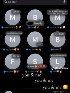 an iphone screen with the words you and me on it