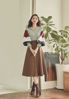 Mode Harajuku, Brown Skirt, Korean Clothing, Linnet, Modest Fashion Outfits, Mode Inspo, 가을 패션, Korean Outfits