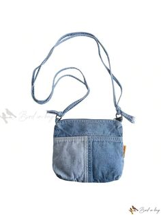 Bird in Bag - Stylish Denim Shoulder Bag with Crossbody Strap, Color Block Design, and Multiple Compartments for Phones and Coins - Perfect for Couples, Daily Commutes, and Work Blue Cotton Bag With Zipper Pocket, Blue Cotton Bags With Zipper Pocket, Light Blue Denim Bag For Everyday Use, Casual Light Blue Cotton Bag, Light Blue Cotton Bag For Daily Use, Light Blue Cotton Bag For Everyday Use, Light Blue Cotton Bags For Everyday Use, Denim Shoulder Bag, Denim Shoulder Bags