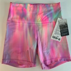 Nwt Lululemon - Wunder Train High-Rise Short 6" - Psychedelic Wash Multi Size 6 Pink Bottoms For Light Exercise In Spring, Multicolor Short Activewear For Spring, Pink Summer Activewear For Light Exercise, Pink Shorts For Light Exercise In Summer, Pink Shorts For Light Exercise And Summer, Pink Activewear For Running, Lululemon Wunder Train Shorts, Summer Yoga Pink Activewear, Spring Multicolor Yoga Shorts