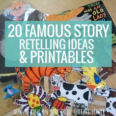 the book cover for 20 famous story retelling ideas and printables is shown