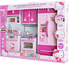 a hello kitty kitchen playset is in the box