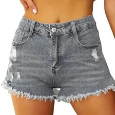 Introducing our grunge straight denim shorts for ladies from the 2024 Summer Collection a must-have for the fashion-forward women of today!Why You'll Love These ShortsDesigned with the iconic grunge trend in mind, these shorts offer a modern twist with their straight cut and frayed details. The torn hem and furrowed effect add to the edgy appeal, making them the perfect addition to your wardrobe.Distinctive Features: Grunge Style: These shorts are the epitome of the grunge fashion trend, bringing a cool and rebellious vibe to your outfit. Straight Cut: The straight form of these shorts offers a sleek and streamlined silhouette, perfect for showing off your legs. Distressed Details: The distressed accents on these shorts add an edgy touch, giving them a secondhand-in, retro look. Frayed Hem Shorts For Ladies, Grunge Denim, Lady Grey, Edgy Look, Grunge Style, Retro Look, Grunge Fashion, Grunge Outfits, Straight Cut