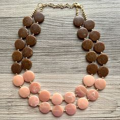 One of a kind! Beautiful styles of acrylic beads on a chunky beaded necklace. Inspired by my favorite coffee shop ☕️  16 Inch Necklace with a 4 inch gold extender chain and gold lobster clasp. Thank you for supporting American small business! 100% handmade. *Smoke and pet free home!* Hate to wait? Me too! I ship 6 days a week. Thank you for browsing my store! Check out my other items here: https://www.etsy.com/shop/PolkaDotDrawer?ref=si_shop Brown Necklaces With Colorful Round Beads, Brown Necklaces With Colorful Beads, Handmade Brown Beaded Necklaces, Handmade Brown Round Beaded Necklaces, Brown Round Necklaces With Colorful Beads, Beaded Orange, Fall Necklace, Orange Jewelry, Autumn Necklace