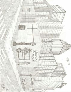 a pencil drawing of an apartment building