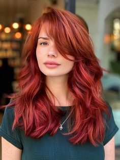 Trendy Long Haircut Ideas for 2024: Embrace Length and Style Long Red Hair With Curtain Bangs, Long Red Shag Haircut, Fun Long Haircut, Long Haircut Round Face, Long Choppy Hairstyles, Unique Haircuts For Long Hair, Edgy Long Haircut, Long Red Hair With Bangs, Red Layered Hair