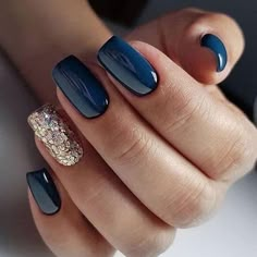 Blue Nail Color, Color For Nails, Shaped Nails, Blue Nail, Almond Shaped, Dipped Nails, Prom Nails, Short Acrylic Nails