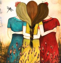 three girls with their backs to each other