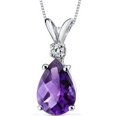 Amethyst Pendant Necklace 14 Karat White Gold Pear 1.58 cts P8942 top Palace Gardens, Jewelry Questions, Diamond Pendant Jewelry, Amethyst Necklace Pendant, Pendant For Women, Luxury Dress, Amethyst Pendant, Diamond Pendant Necklace, Amethyst Gemstone