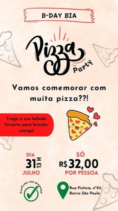 an advertisement for pizza party in spanish and english