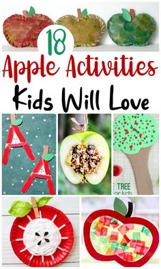 apple activities for kids that are fun and easy to do with paper plates, apples, leaves