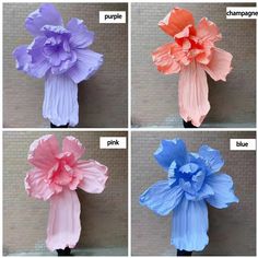 four different types of paper flowers on display