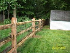 a fenced in yard with grass and trees