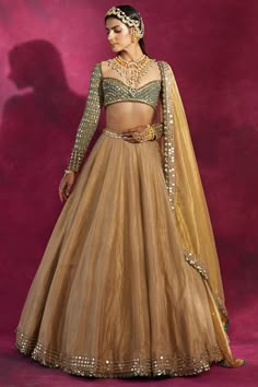 Trending Lehnga Designs, Gold Lehenga Simple, Golden Lehenga Simple, Gold Tissue Lehenga, Tissue Lehenga, Golden Lehenga, Vani Vats, Gold Lehenga, Simple Lehenga