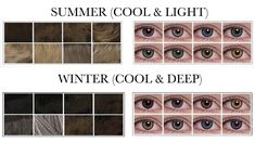 Winter Makeup Natural, What Season Am I, Color Analysis Winter, Color Analysis Summer, Summer Eyes, Summer Brown, Winter Color Palette